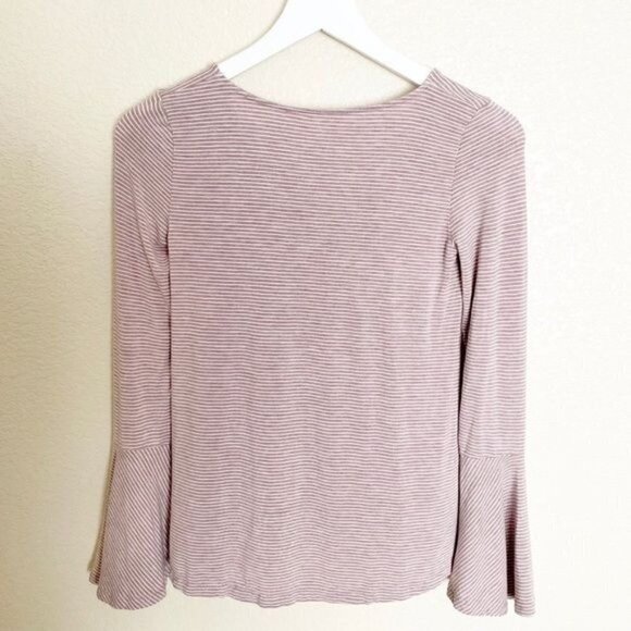 American Eagle Soft Sexy Bell Sleeve Flare Striped Blouse Top Pink Size XS - Picture 6 of 7